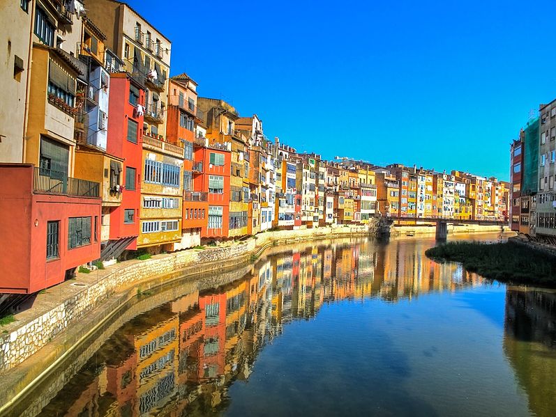 The view of the river of Girona Spain in 2011