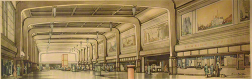 carriage print of the North Concouse of Leed city railway station.