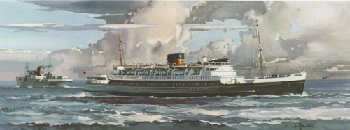 Carriage print of the MV Cambria operating out of Holyhead