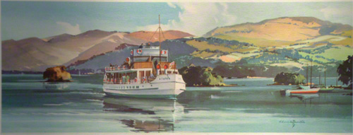 The Motor vessel (MV) Swan is about to berth at Bowness on Windermere in 1957