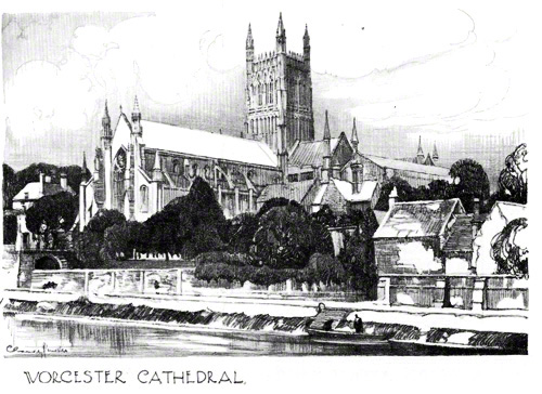 pencil drawing 3289 Worcester Cathedral