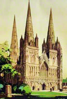  Commercial example from a railway poster for Lichfield Cathedral illustrating the overview