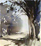 water colour painting, a sketch, as an example in the description of the paintings