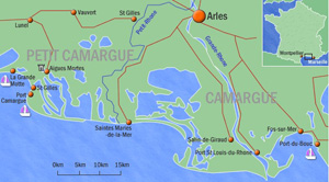 Map of the Camargue southern France