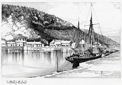 A pencil sketch of Minehead by Claude Buckle