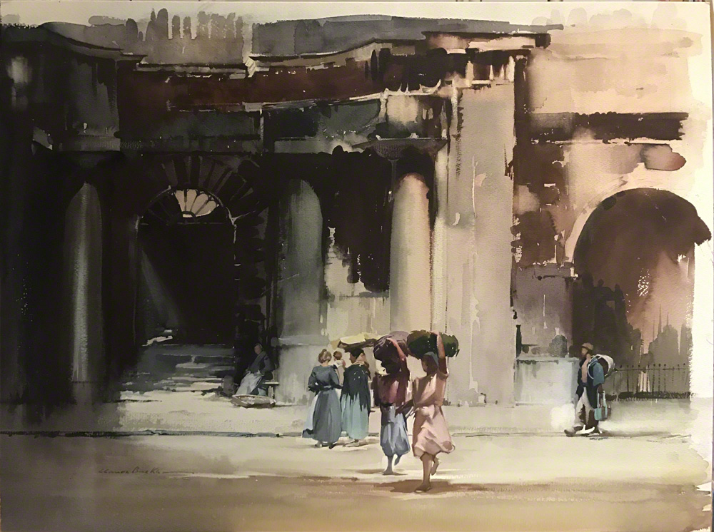 Water colour painting of 'Old Doric' France by Claude Buckle