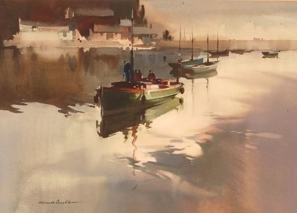 fishing boat leaving harbour