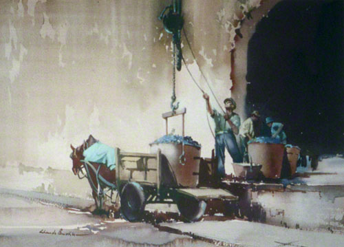 Grape harvest in France a water colour by Claude Buckle
