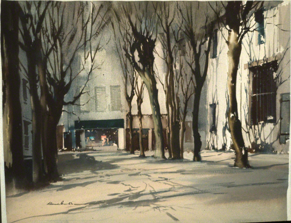 Place Gambetta Bordeaux France. From a water colour by Claude Buckle